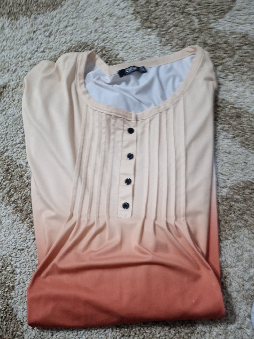 Women’s Ombre Pleated Button-Front Top - Peach to Coral